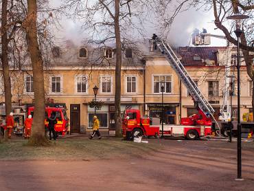 Släckningsarbete Centrumbranden Annandag jul 2008 - Skövde