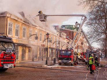 Släckningsarbete Centrumbranden Annandag jul 2008 - Skövde